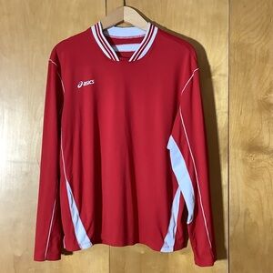 ASICS red soccer shirt, size medium